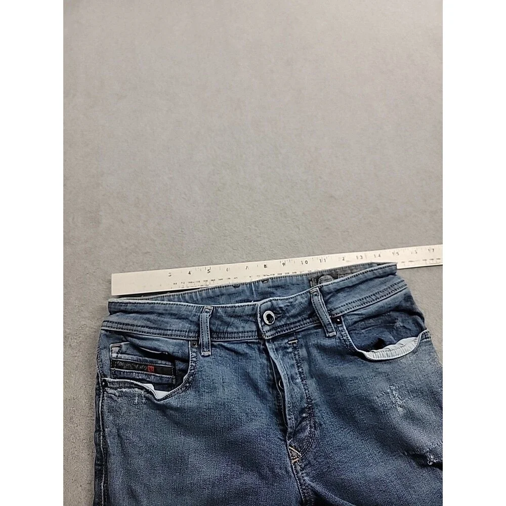 Diesel Jeans Straight Mens 30 29x32 Slim Skinny Sleenker Distressed Blue Stretch